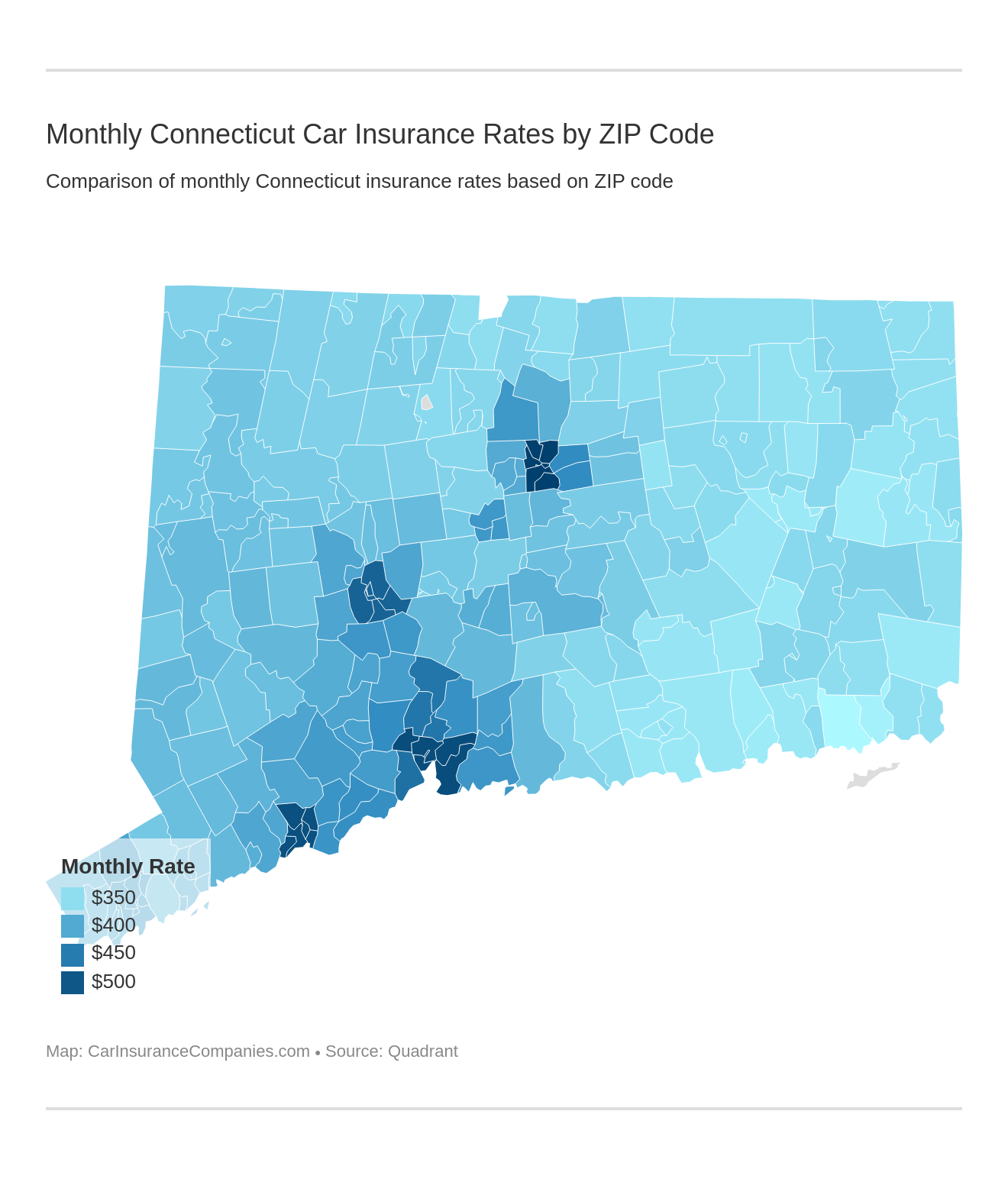 Monthly Connecticut Car Insurance Rates by ZIP Code